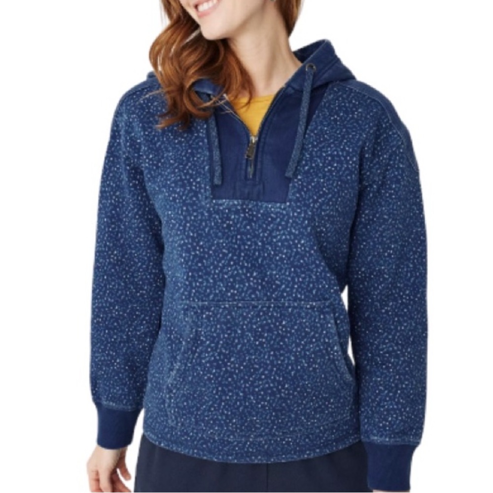 Fat Face Arlie Woodblock Blue Dot Hoodie